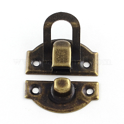 木箱ロックキャッチクラスプ  アンティークブロンズ  29x27x6mm  穴：2.5mm&nbsp;IFIN-R203-47AB