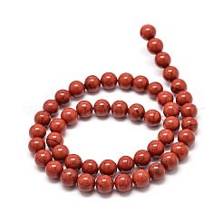 Grade A Natural Red Jasper Bead Strands&nbsp;G-P075-36-8mm