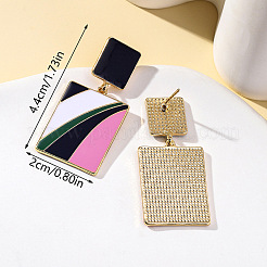 Rectangle Alloy Enamel Dangle Stud Earrings&nbsp;FS-WG25040-01
