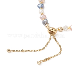 Natural Cultured Freshwater Pearl & Seed Beads Slider Bracelets for Women&nbsp;BJEW-JB13178