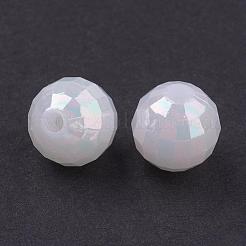ホワイトabカラーメッキアクリル  多面カットラウンド  直径約8mm  穴：1mm&nbsp;X-PL421-1