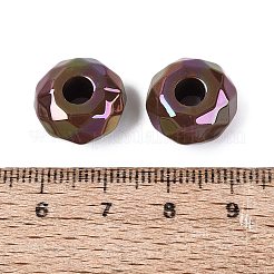 オペークアクリルヨーロピアンビーズ  ファセットロンデルラージホールビーズ  ABカラー  サドルブラウン  15x8mm  穴：4.7mm&nbsp;OACR-E033-23C
