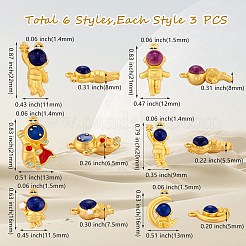 18個6スタイルラックメッキ合金エナメルペンダント  グリッターパウダー付き  ゴールドカラー  宇宙人  ミックスカラー  16~22x9~13x5.5~8mm  穴：1.4~1.5mm  3個/スタイル&nbsp;FIND-SZ0002-86