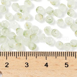 艶消しガラスビーズ  双円錐形  金箔  多面カット  ダークシーグリーン  4.5x3.5mm  穴：1mm  14個/ 10g&nbsp;X1-FGLA-D300-01G