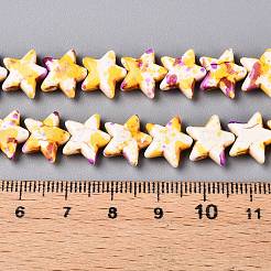スプレープリント合成ターコイズビーズ連売り  染め  スター  ミックスカラー  10~10.5x11.5x4mm  穴：1mm  約43個/連  14.88''（37.8センチメートル）&nbsp;UNKW-T001-11