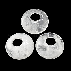 天然石クオーツクリスタルペンダント  フラットラウンド  40~41x8~9mm  穴：12~15mm&nbsp;G-F708-05N