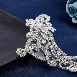 ホットラインストーン  パッチに真鍮  ドレスシューズ衣服装飾  半円の花  クリスタル  223x115x7mm&nbsp;DIY-WH0257-44