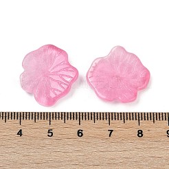 透明ガラスビーズ  蓮の葉  焼き付け塗料  フラミンゴ  20x19.5x4.5~5mm  穴：1.2mm&nbsp;DGLA-E004-02D