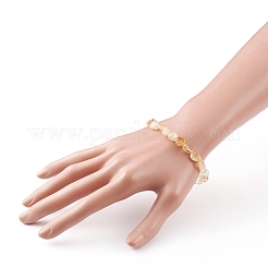 Natural Citrine(Dyed & Heated) Beads Stretch Bracelets&nbsp;BJEW-JB05879-01