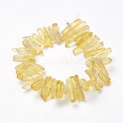 天然水晶ポイントビーズ連売り  染め  ナゲット  15~30x4~8x4~7mm  穴：1mm  8インチ&nbsp;G-K181-B05