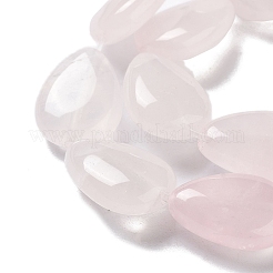 天然石ローズクォーツビーズ連売り  フラットティアドロップ  17.5~18x13~13.5x6mm  穴：1.2~1.4mm  約11個/連  7.56''（19.2センチメートル）&nbsp;G-P528-L18-01