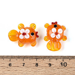 手作りランプワークビーズ連売り  魚＆花  オレンジ  16~19x20.5~24x11~14mm  穴：1.2~2mm  約19~20個/連  10.24~11.22インチ（26~28.5cm）&nbsp;LAMP-N036-21B