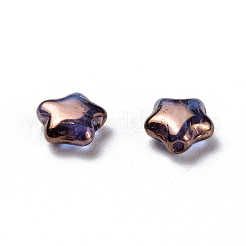 チェコガラスビーズ  スター  ロージーブラウン  6x6x3mm  穴：0.8mm  約680個/袋  正味重量：95~100g /袋&nbsp;GLAA-L025-E06
