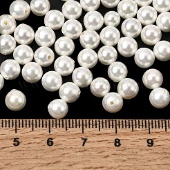 電着シェルパールビーズ  ラウンド  片穴  ホワイト  6mm  穴：1mm&nbsp;BSHE-B008-05A-6mm
