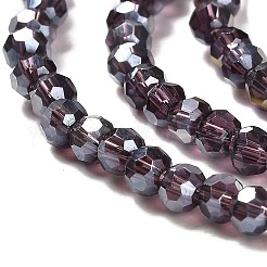 透明ガラスビーズ  32ファセット  ABカラーメッキ  ラウンド  インディゴ  3.5x3mm  穴：1mm  約163~166個/連  50~51cm&nbsp;EGLA-A035-T3mm-B15
