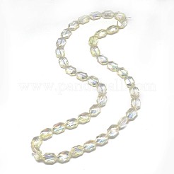 多面カット六角形電気メッキガラスビーズ連売り  虹メッキ  18x12x8.5mm  穴：1mm  約40個/連  25.5インチ&nbsp;EGLA-F089-C02