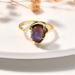 Oval Natural Lepidolite Finger Rings&nbsp;RJEW-P113-23G