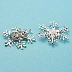 合金ラインストーンカボション  クリスマス  スノーフレーク  銀  50x43x6.5mm&nbsp;LS-PALLOY-K015-01S