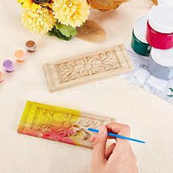 天然無垢材の彫刻が施されたアンレイアップリケクラフト  未塗装アンレー家具家の装飾  花の長方形  バリーウッド  160x60x9.5mm&nbsp;WOOD-FH0001-11