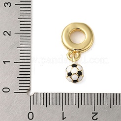 ラックメッキ真鍮エナメルヨーロピアンダングルチャーム  フットボールの大きな穴のペンダント  18KGP本金メッキ  カドミウムフリー＆鉛フリー  長持ちメッキ  ホワイト  20.5mm  穴：4.5mm&nbsp;KK-P279-50A-G