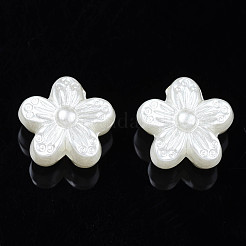 ABSプラスチックパール調ビーズ  花  貝殻色  10x10.5x6mm  穴：1.6mm  約1600個/500g&nbsp;KY-S163-445