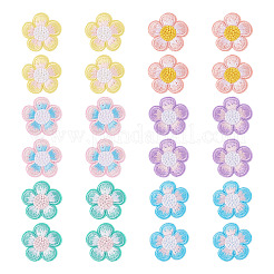 24Pcs 4Bags Flower Polyester Embroidery Paillette Cloth Iron on/Sew on Patches&nbsp;PATC-TA0001-50