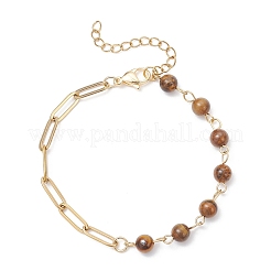 3Pcs Natural Carnelian & Green Aventurine & Tiger Eye Beaded Link Chain Bracelets&nbsp;BJEW-JB12657