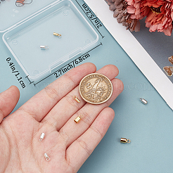 12個、6スタイル、925スターリングシルバーコードエンド  コラム  ゴールデン＆シルバー  6.5~8.5x2.5~3.5mm  穴：1.5~3mm  内径：1.5~3mm  2個/スタイル&nbsp;STER-BBC0001-77
