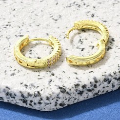 Brass Clear Cubic Zirconia Hoop Earrings&nbsp;EJEW-M047-19G