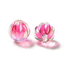 ツートン UV メッキ レインボー虹色アクリル ビーズ  カボチャ  濃いピンク  15.5x14.5~15mm  穴：2.7~2.8mm&nbsp;TACR-D010-05D
