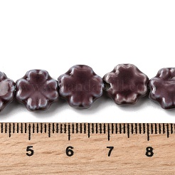 手作り陶器ビーズ連売り  クローバー  光沢釉の磁器  ココナッツブラウン  11~12.5x11~12x4.5~5mm  穴：1.4mm  約35個/連  15.55''（39.5センチメートル）&nbsp;PORC-K010-05H