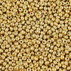 Fgb 8/0グレードAラウンドガラスシードビーズ  染め  ゴールデンロッド  3x2mm  穴：1mm  約10000個/ポンド&nbsp;SEED-N002-C-0561