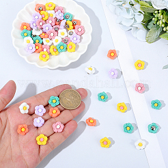 60個 6色 1穴鉄製プラスチックシャンクボタン  花  プラチナ  ミックスカラー  12.5x13x8.5mm  穴：1.8mm  10個/カラー&nbsp;BUTT-CY0001-26B