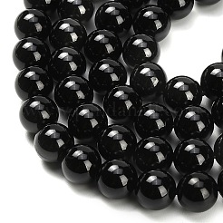 天然石ブラックスピネルビーズ連売り  グレードA  ラウンド  8~8.5mm  穴：1mm  約48個/連  15.55インチ（39.5cm）&nbsp;G-L631-A03-8mm