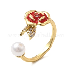 Brass Micro Pave Cubic Zirconia Cuff Rings&nbsp;RJEW-P166-03G-02