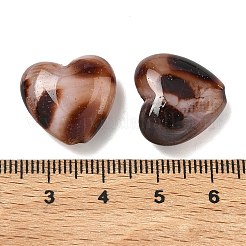 ヒョウ柄不透明アクリルビーズ  スター  ツートン  グリッターパウダー付き  ココナッツブラウン  17x18x8mm  穴：1.8mm&nbsp;X-OACR-B052-04