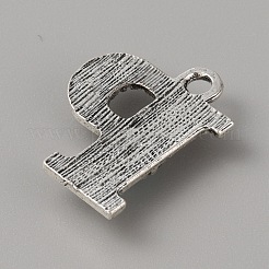 樹脂と合金の模造合成ターコイズのペンダント  文字チャーム  アンティークシルバー  文字p  25x19.5x5mm  穴：3mm&nbsp;FIND-TAC0017-37P