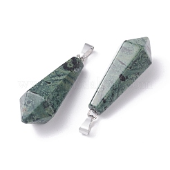 ナチュラルカンババジャスパーポインテッドペンダント  プラチナメッキ真鍮ループ付き  弾丸  35.3~38x13~14mm  穴：6.5x2.8mm&nbsp;G-I314-02P-17
