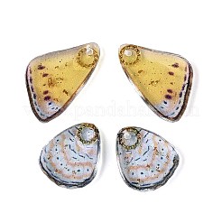 透明エポキシ樹脂の蝶の羽ペンダント  金箔とグリッターパウダーと鉄で  ゴールド  22x13x2.5mm  穴：1.2mm&nbsp;RESI-N045-06C