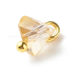 電気メッキガラスチャーム  真鍮ボールヘッドピン付き  三角形  アンティークホワイト  8x6x4.5mm  穴：1.8mm&nbsp;PALLOY-JF00821-07
