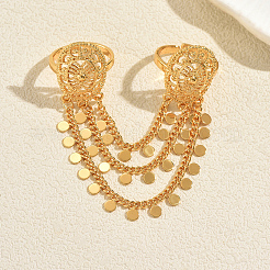 Luxury Geometric Hollow Flower Double Rings Open Cuff Rings&nbsp;ET5952