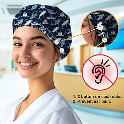 2Pcs 2 Colors Cotton Adjustable Printed Bouffant Hats Working Caps for Women Men&nbsp;AJEW-DR0002-25A