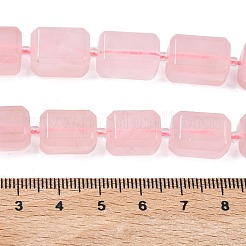天然石ローズクォーツビーズ連売り  長方形  シードビーズで  13~15x9~10x9~10mm  穴：1mm  約24~25個/連  15.75''（40センチメートル）&nbsp;G-C270-G01