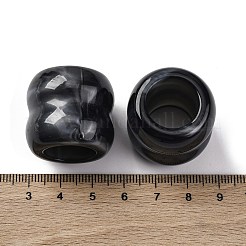 ツートンの不透明アクリルビーズ  溝付き柱  ブラック  25x27mm  穴：16mm&nbsp;OACR-Z025-01F