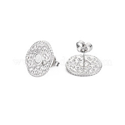 304ステンレススチールスタッドピアス金具  エナメルのイヤリング設定  耳ナッツ  フラットラウンド  ステンレス鋼色  16mm  ピン：0.7mm  トレイ：4mm&nbsp;STAS-N097-226P