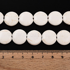 合成マグネサイトビーズ連売り  フラットラウンド  ホワイト  16x6~7mm  穴：1mm  24個/連売り  14.96インチ&nbsp;TURQ-D063-7