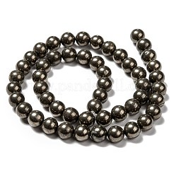 天然石パイライトビーズ連売り  ラウンド  8~9mm  穴：1mm  約48~50個/連  14.96~15.16インチ&nbsp;G-L031-8mm-01