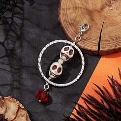Halloween Skull Synthetic Turquois & Alloy Pendant Decoration&nbsp;HJEW-JM02108