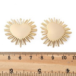 真鍮チャーム  ハート  長持ちメッキ  18KGP本金メッキ  30x31.5x3mm  穴：0.9mm&nbsp;KK-V003-10