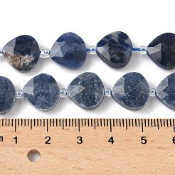 天然石ソーダライトビーズ連売り  ティアドロップ  多面カット  シードビーズで  12x12x5~6mm  穴：1mm  約12個/連  6.69''（17センチメートル）&nbsp;G-D316-A02